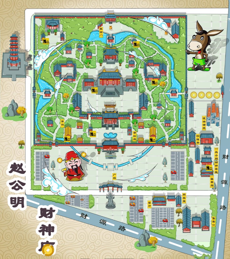 蒲江寺庙类手绘地图